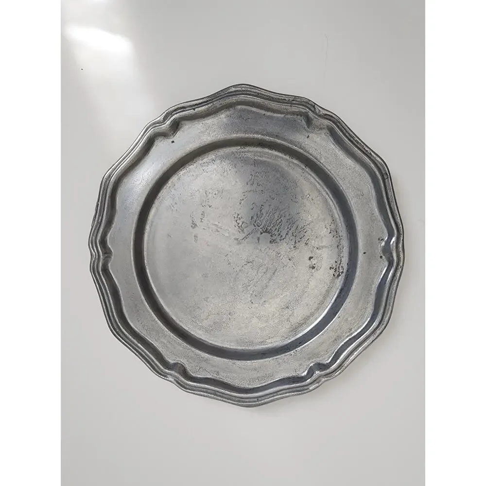 Vintage Crown Castle Ltd Pewter Plate 12 Pc Made in USA Dinner & Salad Plates